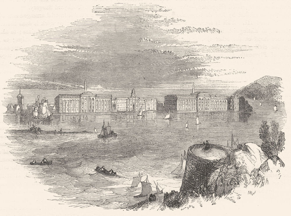 DEVON. Stonehouse, Pool, and the Royal William Victualling Yard 1850 old print